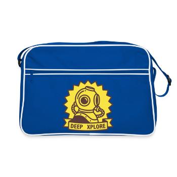 Taucherhelm Retro Tauchschule Taucher Tauchen - Retro Tasche - Blau/Weiß - Vorne