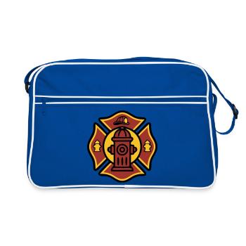 Fire Truck Coat of Arms Fire Hydrant Icon - Retro Bag - blue/white - Front