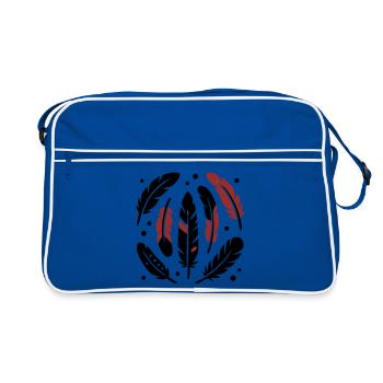 Bird Feathers Circle Logo - Retro Bag - blue/white - Front