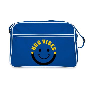 Minimalist Hug Vibes – Typography with Smile Curve - Retro Bag - blue/white - Front