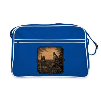  Funny Taubenzüchter Taubensport Brieftaube Herz - Retro Tasche - Blau/Weiß - Vorne