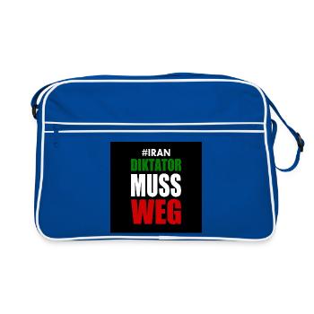 Iran diktator muss weg - Retro Tasche - Blau/Weiß - Vorne