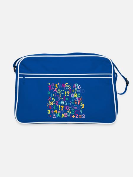 Zahlen_Schule - Retro Tasche - Blau/Weiß - Vorne