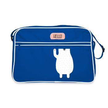 Cute Winter Polar Bear Illustration - Retro Bag - blue/white - Front