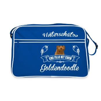 Goldendoodle - Retro Tasche - Blau/Weiß - Vorne