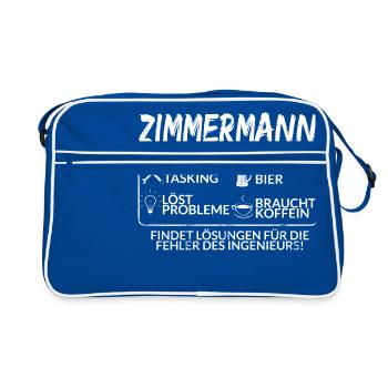 Der Zimmermann - Retro Tasche - Blau/Weiß - Vorne