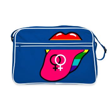 Langue arc-en-ciel de fierté gaie avec symbole lesbien - Sac Retro - bleu/blanc - Devant