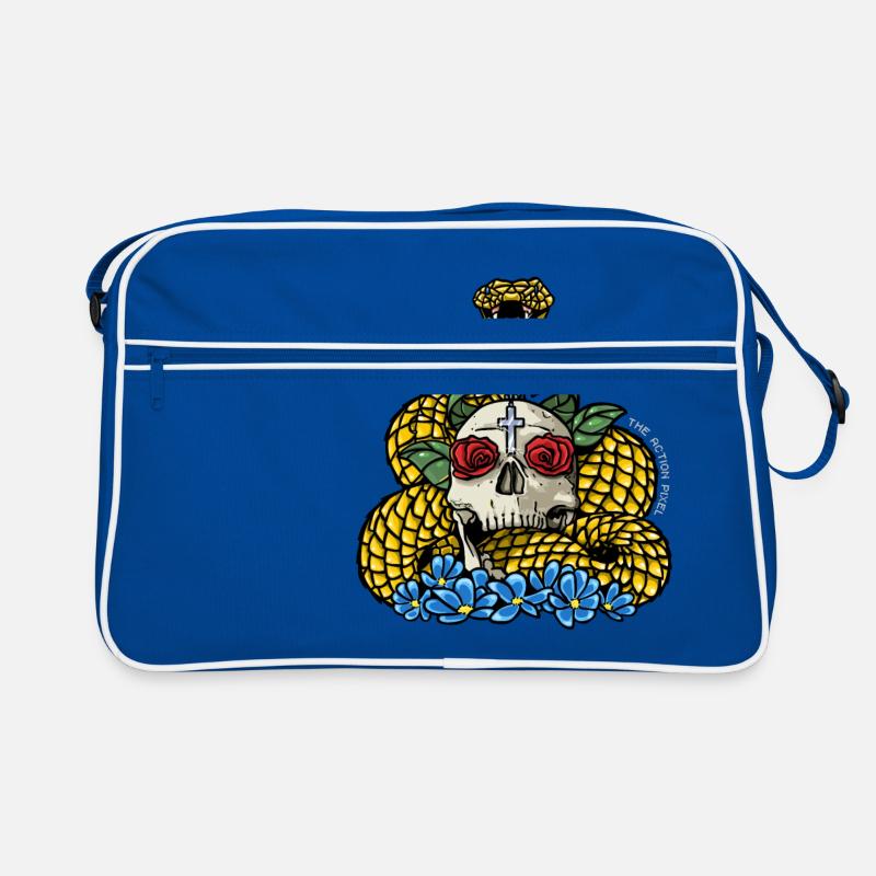 "Tout ce que Writhes et les fleurs" - Sac Retro - bleu/blanc