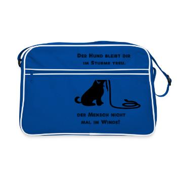 Hund - Retro Tasche - Blau/Weiß - Vorne
