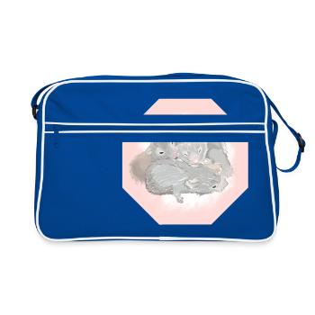ein Kuscheln von Hamstern - Retro Tasche - Blau/Weiß - Vorne