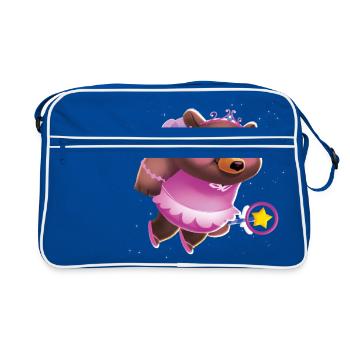 Ours « Jasmine » - animaux de la forêt pour les enfants drôles - Sac Retro - bleu/blanc - Devant