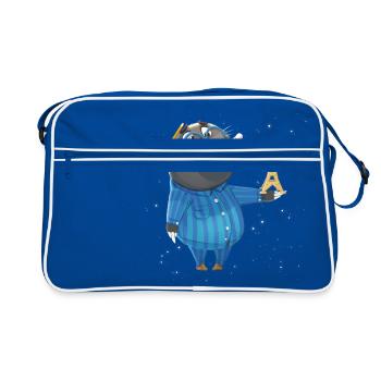 Mole « Nils » - animaux de la forêt pour les enfants drôles - Sac Retro - bleu/blanc - Devant