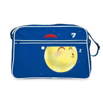 lune de sommeil - illustration drôle pour les enfants - Sac Retro - bleu/blanc - Devant