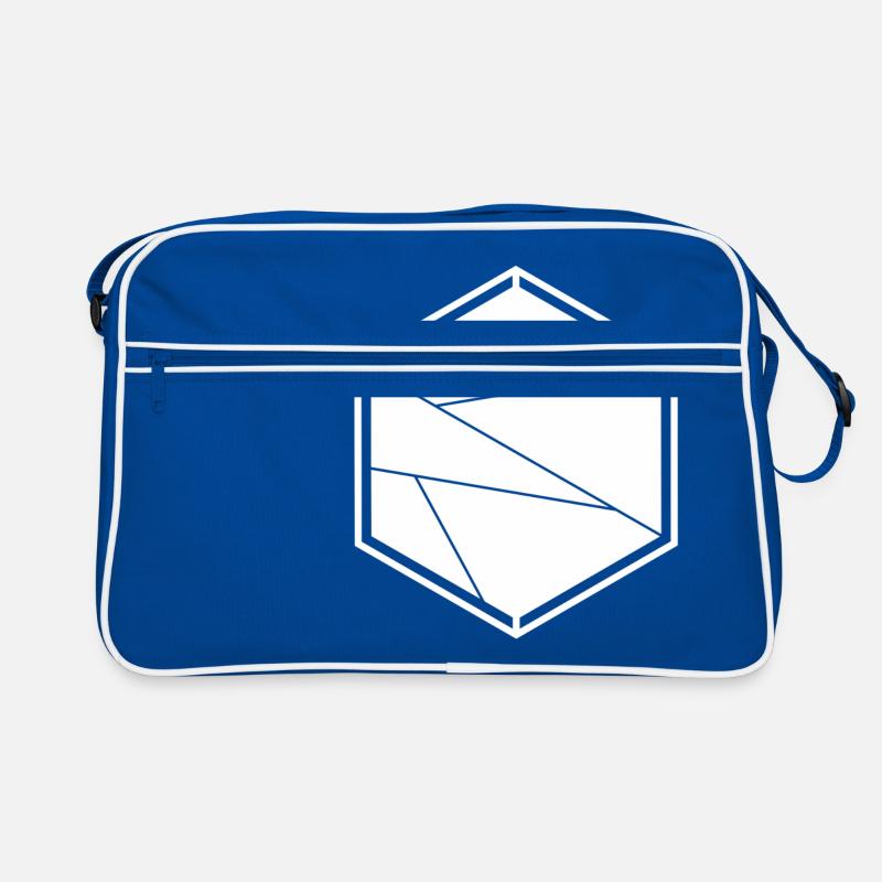 Abstraktes Sechseck - Retro Tasche - Blau/Weiß