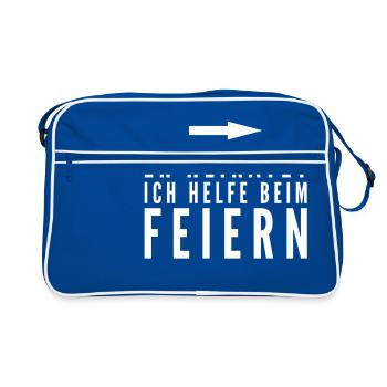Junggesellenabschied T-Shirt - Retro Tasche - Blau/Weiß - Vorne