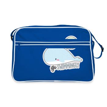 Baleine amour mer été cadeau vacances de natation - Sac Retro - bleu/blanc - Devant