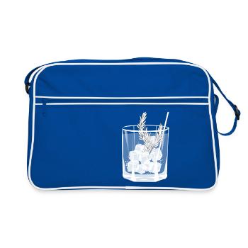 Small gin and tonic glass with rosemary - transparent - Retro Bag - blue/white - Front