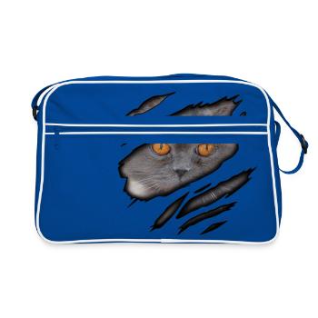 Britisch Langhaar in mir - Retro Tasche - Blau/Weiß - Vorne
