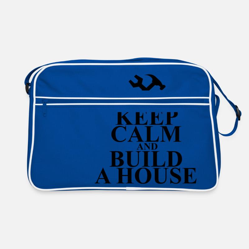 Bauen - Retro Tasche - Blau/Weiß