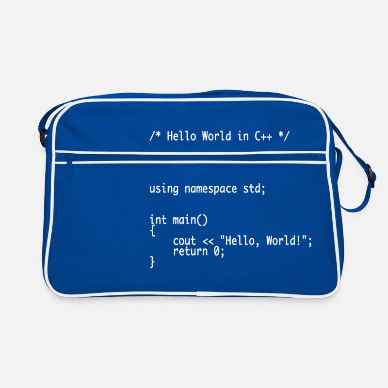 Bonjour le monde C ++ Programmer Nerd Shirt Sac Retro
