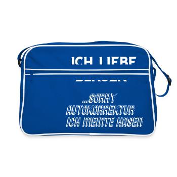 J'adore les cloques .. Désolé les lapins de correction de voiture - Sac Retro - bleu/blanc - Devant