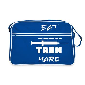 Eat Clen Tren Hard Bodybuilding Steroide Geschenke - Retro Tasche - Blau/Weiß - Vorne