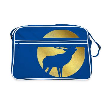 Deer in gold roars to the rutting country fashion - Retro Bag - blue/white - Front