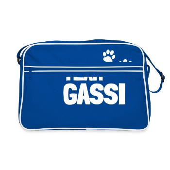 Team Gassi - Ich und mein Hund - Retro Tasche - Blau/Weiß - Vorne