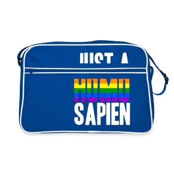 Just A Homo Sapien LGBT Geschenkidee - Retro Tasche - Blau/Weiß - Vorne