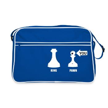 Schachkönig und Bauern - Du und Ich - Schach - Retro Tasche - Blau/Weiß - Vorne