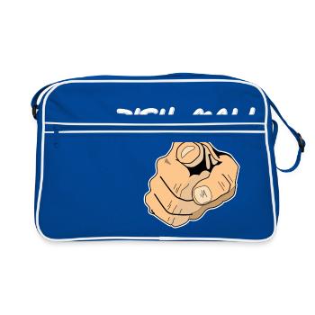 Zieh mal am Finger - Retro Tasche - Blau/Weiß - Vorne