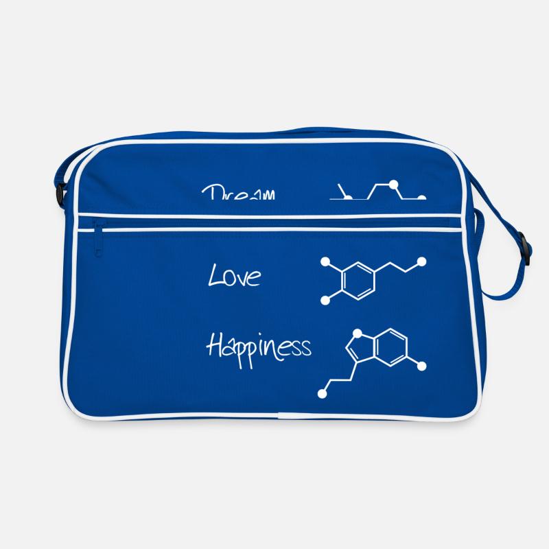 Dream Love Happyness - molecules - Retro Bag - blue/white