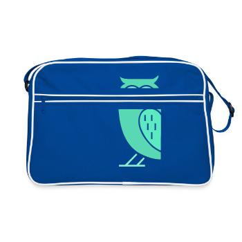 Eule - Retro Tasche - Blau/Weiß - Vorne