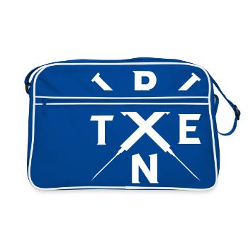 Tren Spritze Bodybuilder anabole Steroide Geschenk - Retro Tasche - Blau/Weiß - Vorne
