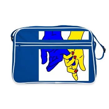 hands blue yellow - Retro Bag - blue/white - Front
