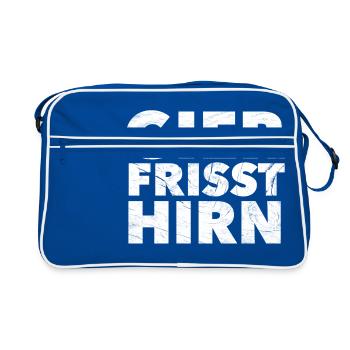 Gier frisst Hirn - Retro Tasche - Blau/Weiß - Vorne