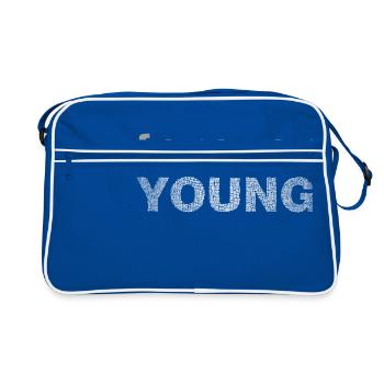 forever young Geschenkidee jung Mädchen - Retro Tasche - Blau/Weiß - Vorne