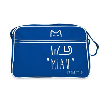 Meow Cat - Retro Bag - blue/white - Front