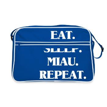 Mangez. Sommeil. Meow. - Sac Retro - bleu/blanc - Devant