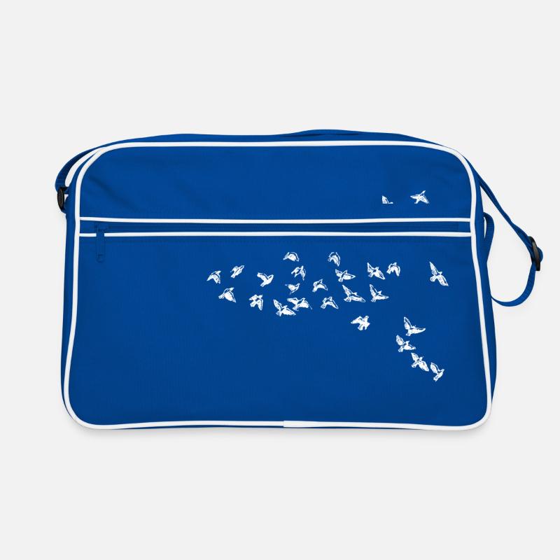 Vögel - Retro Tasche - Blau/Weiß