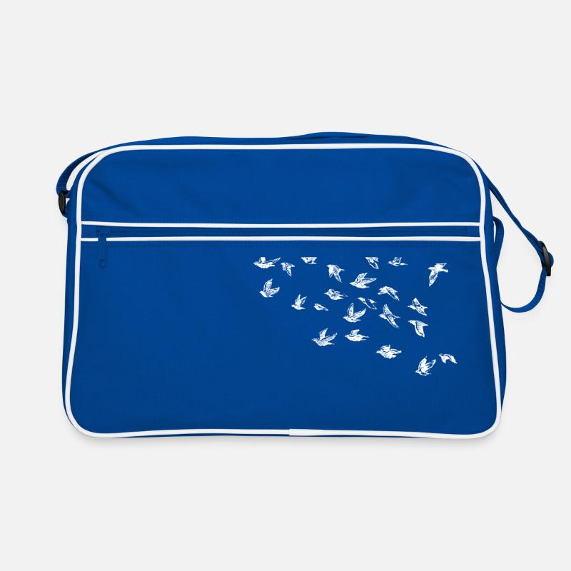 Vogel - Retro Tasche - Blau/Weiß