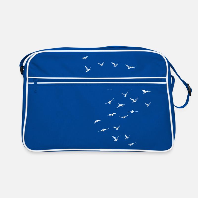 Vogel - Retro Tasche - Blau/Weiß