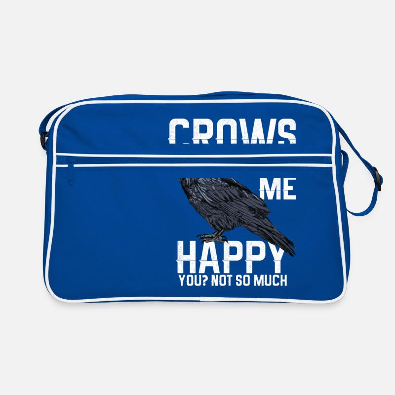 Krähen machen mich glücklich - Raben - Retro Tasche - Blau/Weiß