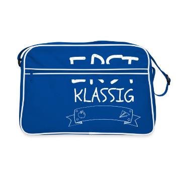 Einschulung - Retro Tasche - Blau/Weiß - Vorne