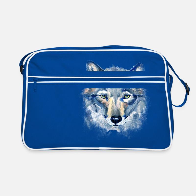 Kunst Wolf - Retro Tasche - Blau/Weiß