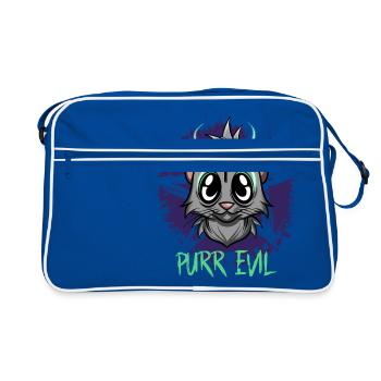 Purr Evil - Satanic Cat Pentagram - Retro Bag - blue/white - Front
