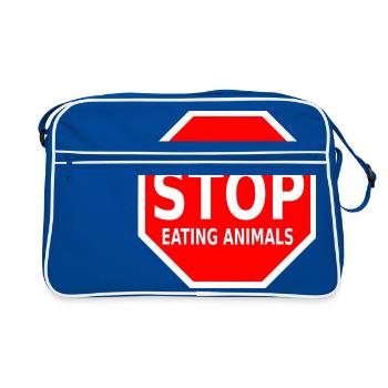 ARRÊTER DE MANGER DES ANIMAUX - Sac Retro - bleu/blanc - Devant