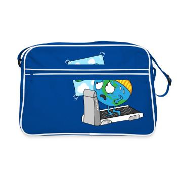 terre rond disque disque de terre globe terrestre planète - Sac Retro - bleu/blanc - Devant