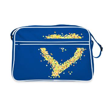 Heart yellow - Retro Bag - blue/white - Front