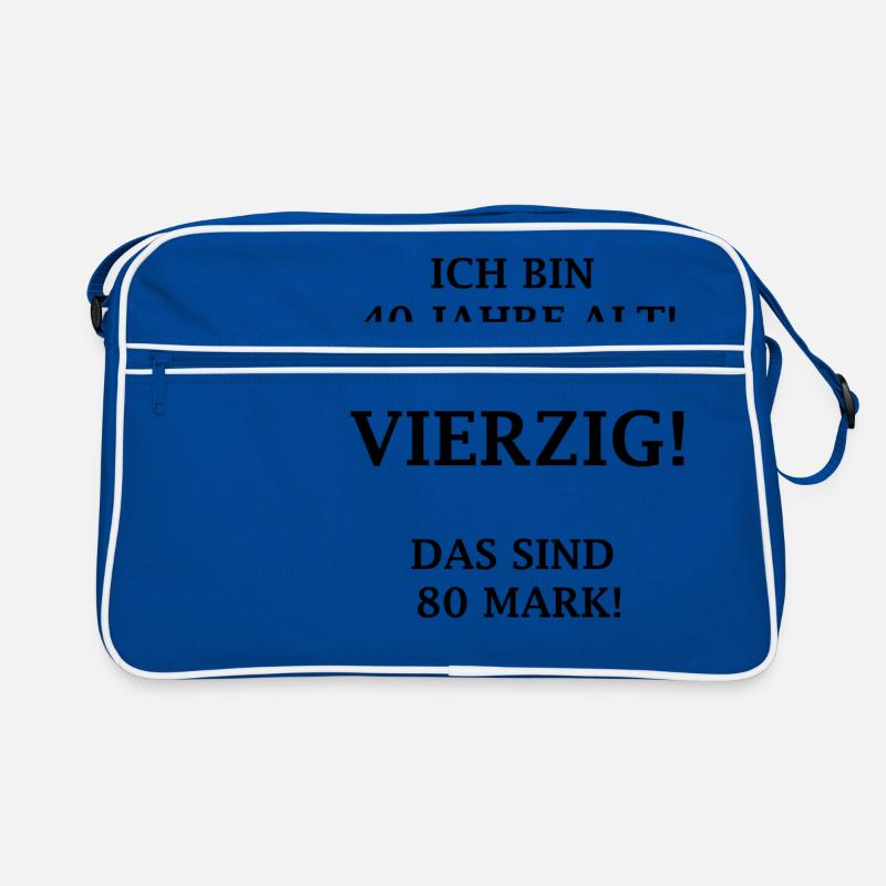 J'ai 40 ans! Quarante! C'est 80 marks! - Sac Retro - bleu/blanc